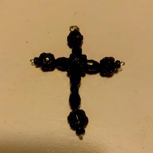 AUTHENTIC ERICKSON BEAMON BLK JET CRYSTAL GOTH CROSS!!